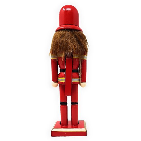 Fireman Firefighter Christmas Wood 10" Nutcracker - Picture 3 of 4